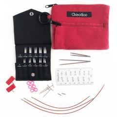 Twist Shorties Red Lace Mini 2" & 3" (5 & 8 cm) 7230-M Stainless Steel Interchangeable Knitting Needles Set - ChiaoGoo