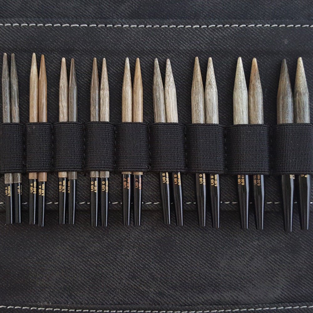 Driftwood - Interchangeable Circular Knitting Needles Set 3.5"- Grey Denim - Lykke