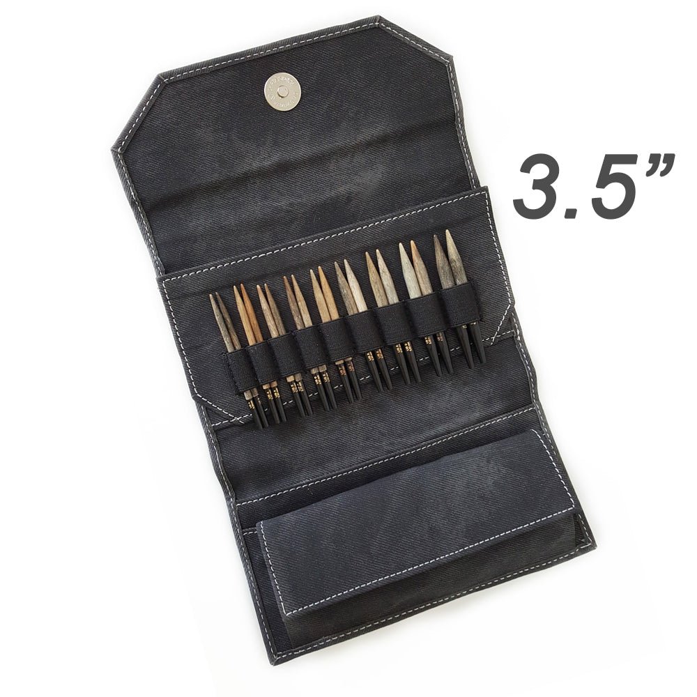 Driftwood - Interchangeable Circular Knitting Needles Set 3.5"- Grey Denim - Lykke